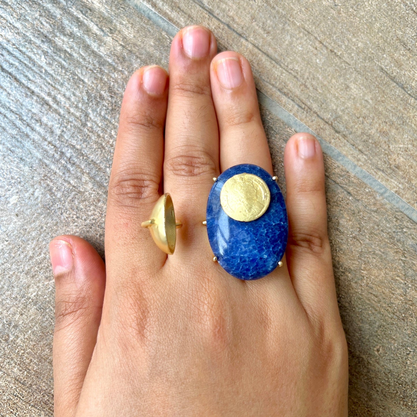 Blue Druzy Statement Ring