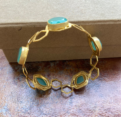 Chalcedony Gold Bangle