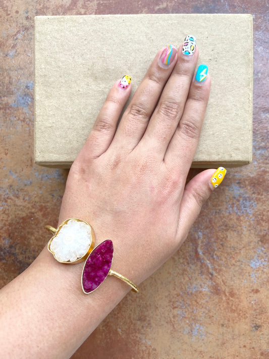 White Pink Druzy Cuff