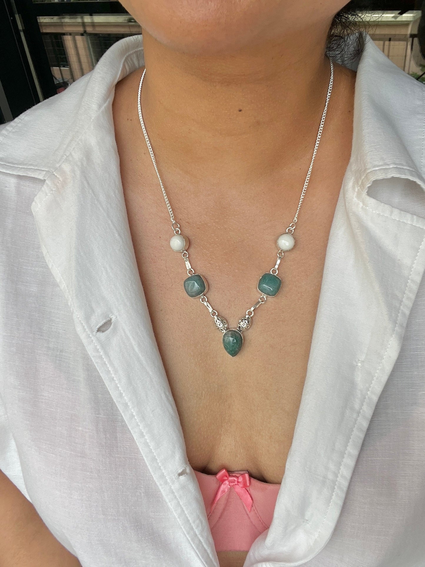 Green Gemstone Bib Necklace