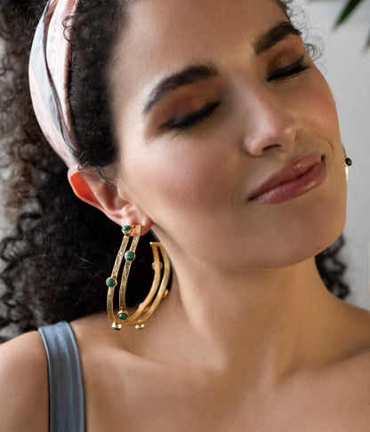 Green Gold Chunky Hoops