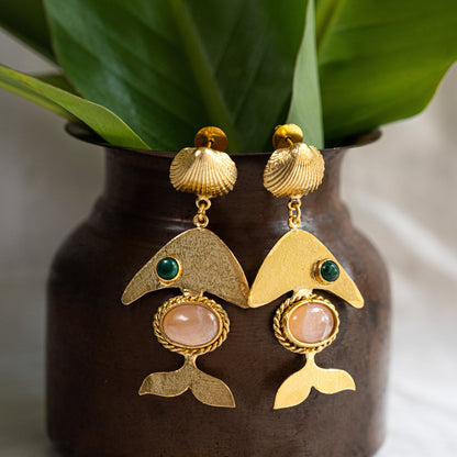 Chunky Seashell Fish Earrings