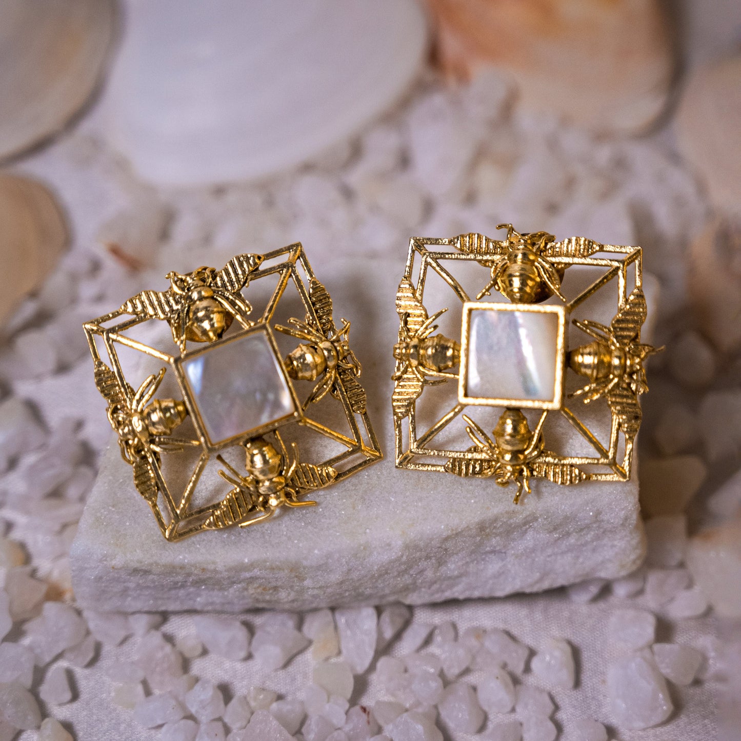 White Honey Bee Studs