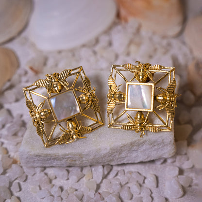 White Honey Bee Studs