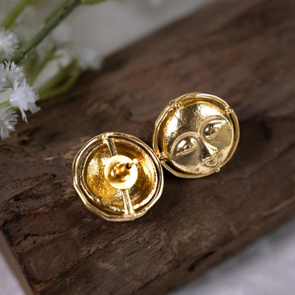 Moon Face Gold Studs