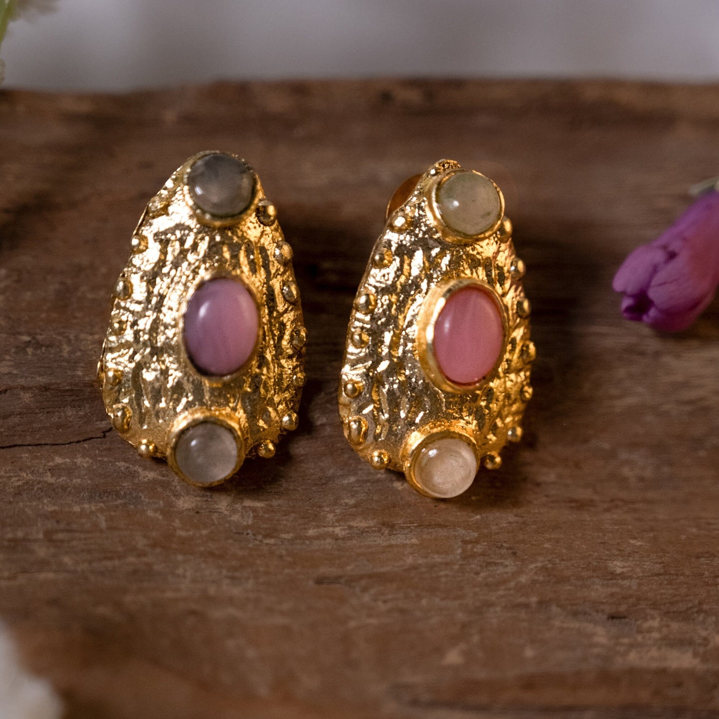 Pink Gold Stud Earrings