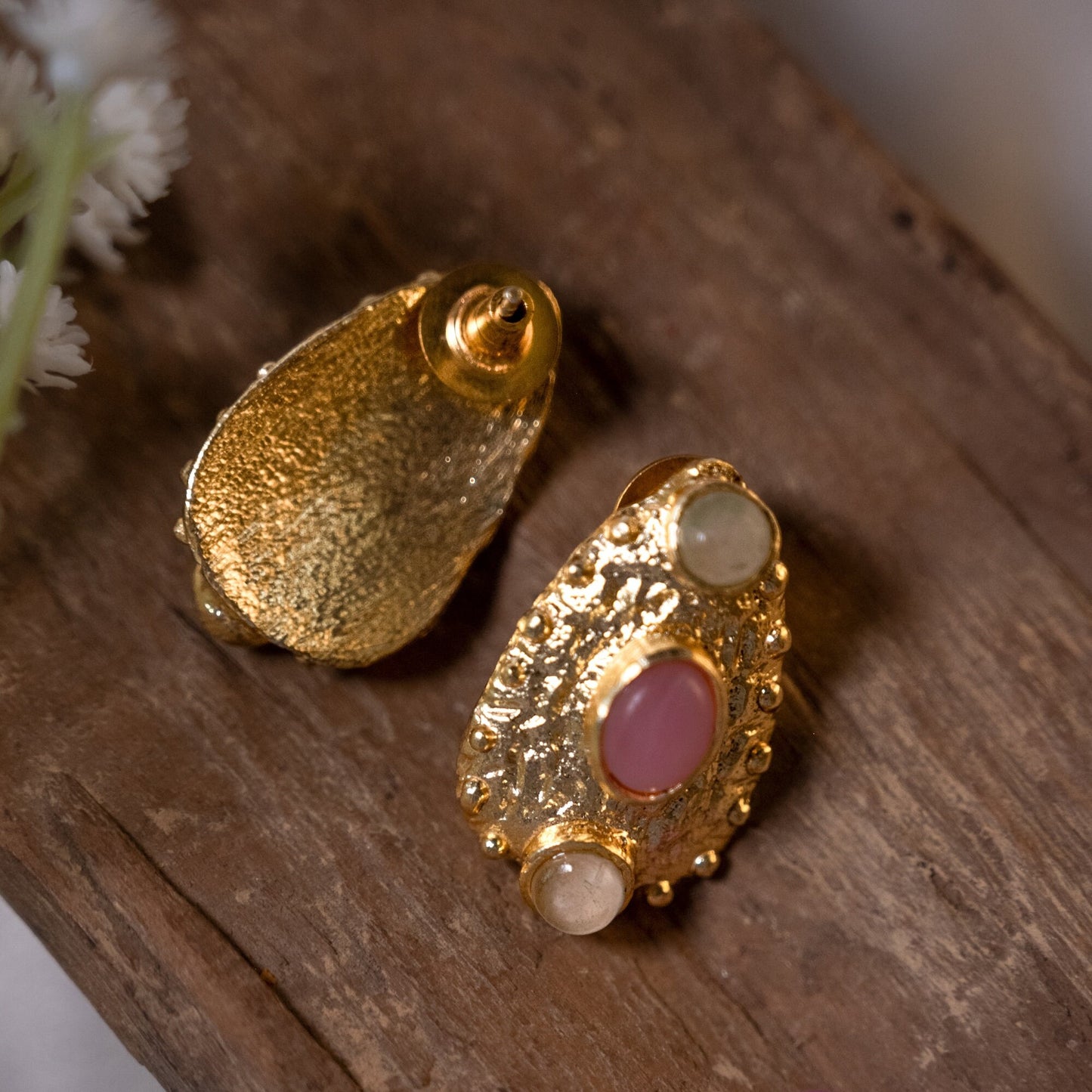 Pink Gold Stud Earrings