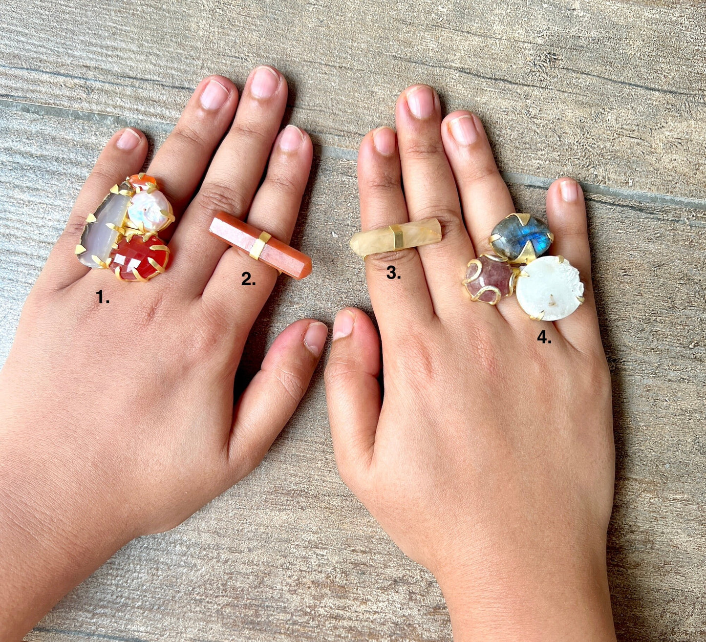 Red Brown Multi Gemstone Ring