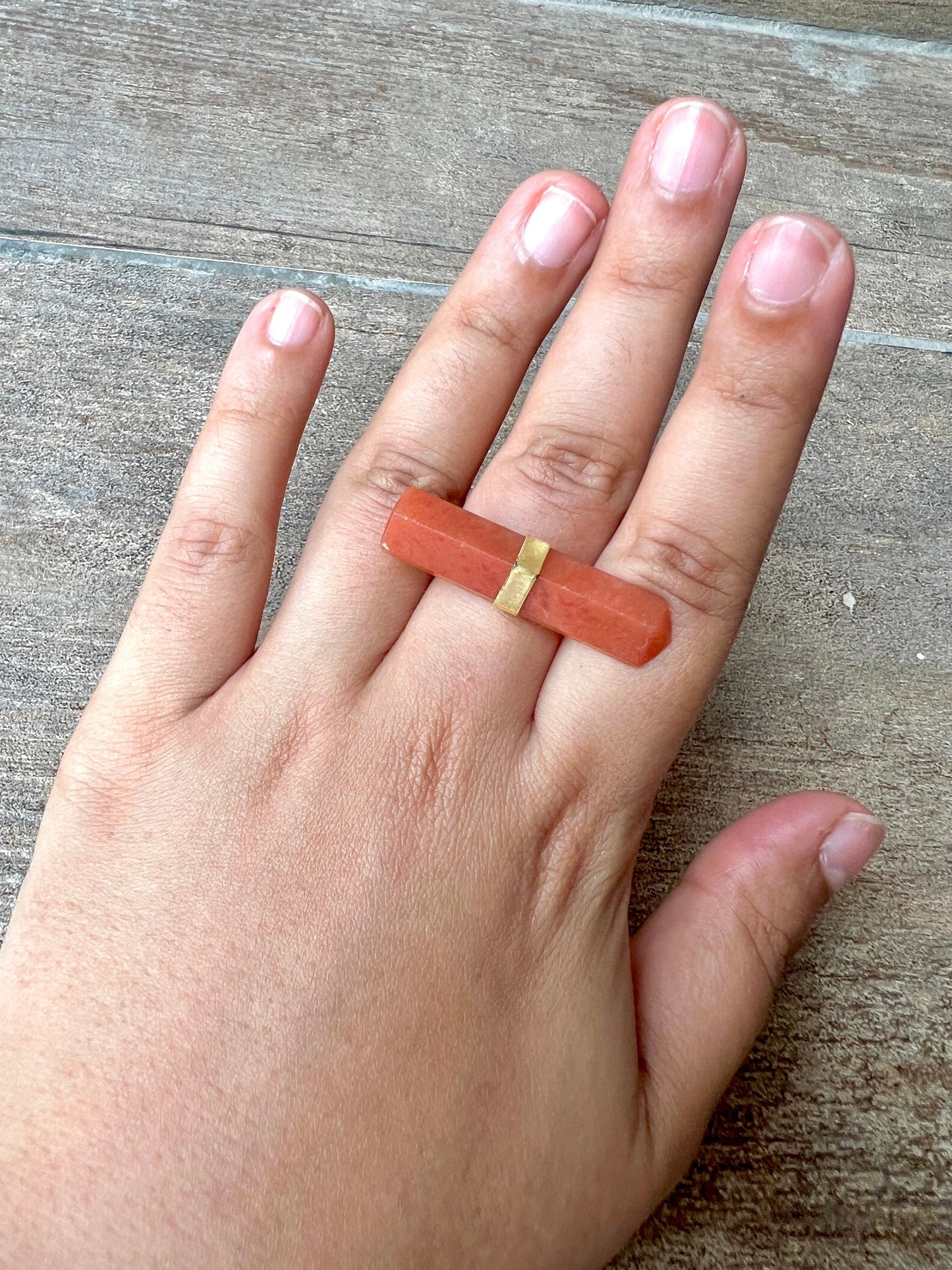 Red Brown Multi Gemstone Ring