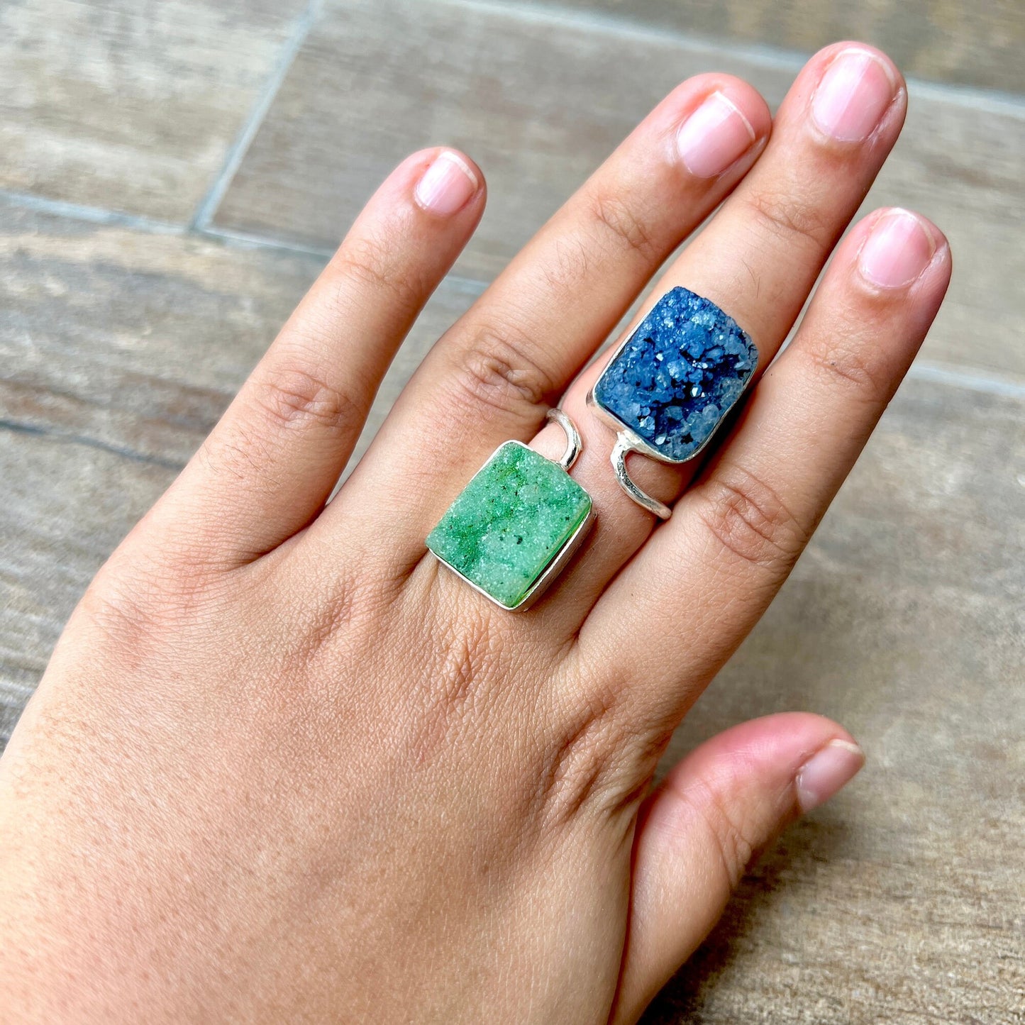 Blue Green Druzy Ring