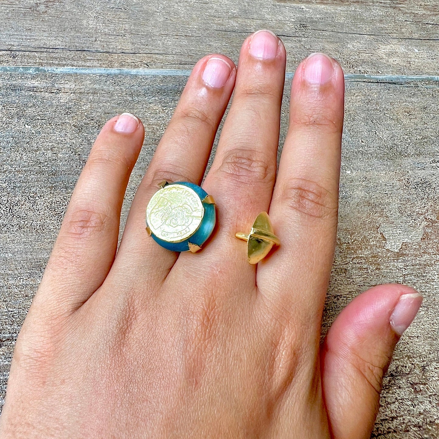 Wooden Pearl Gemstone Ring