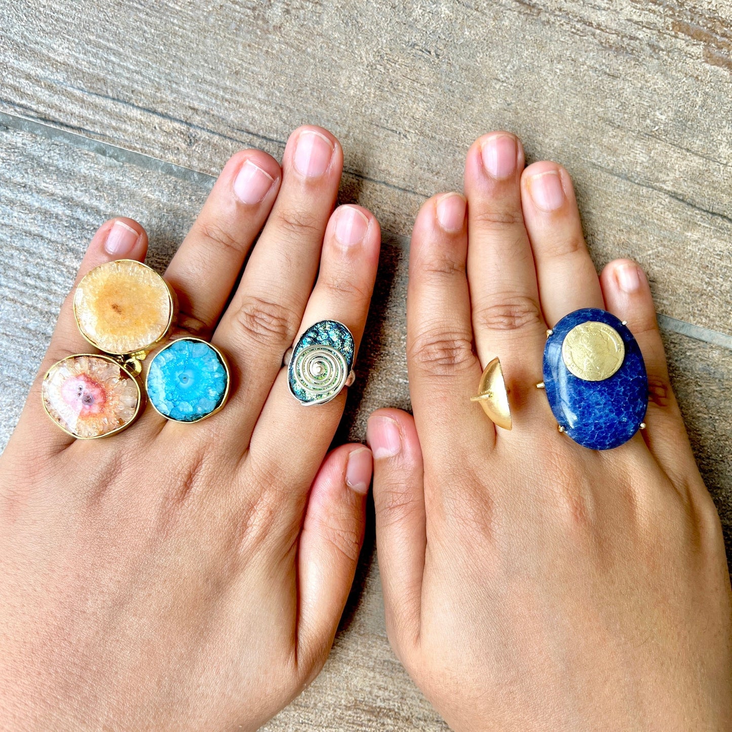 Blue Druzy Statement Ring