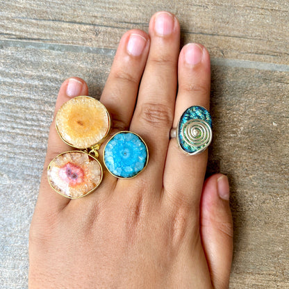 Blue Druzy Statement Ring