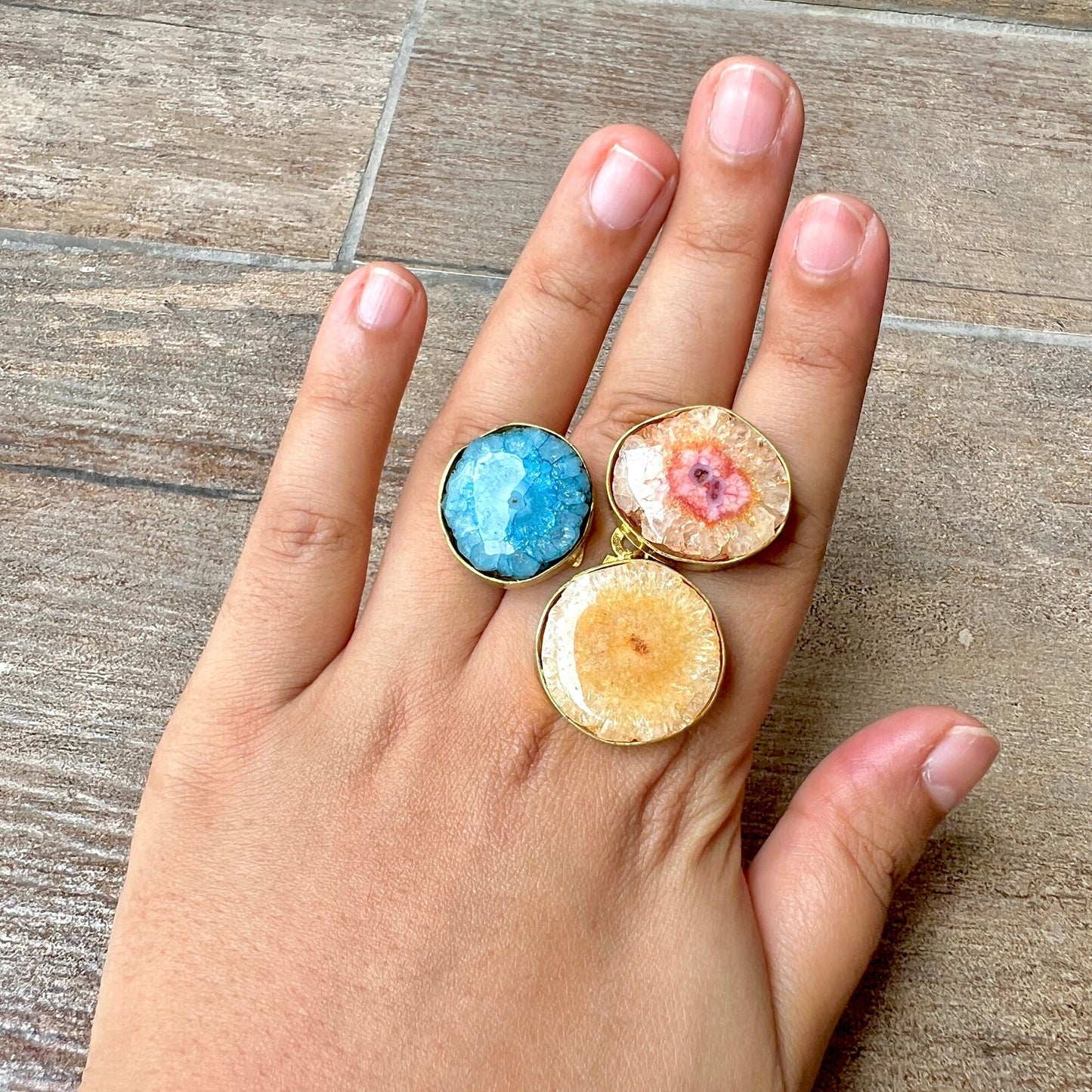 Blue Druzy Statement Ring