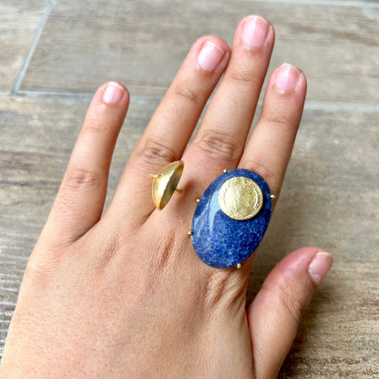 Blue Druzy Statement Ring