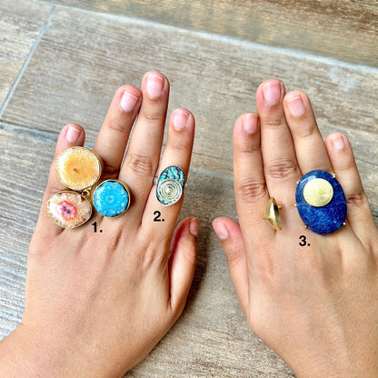 Blue Druzy Statement Ring