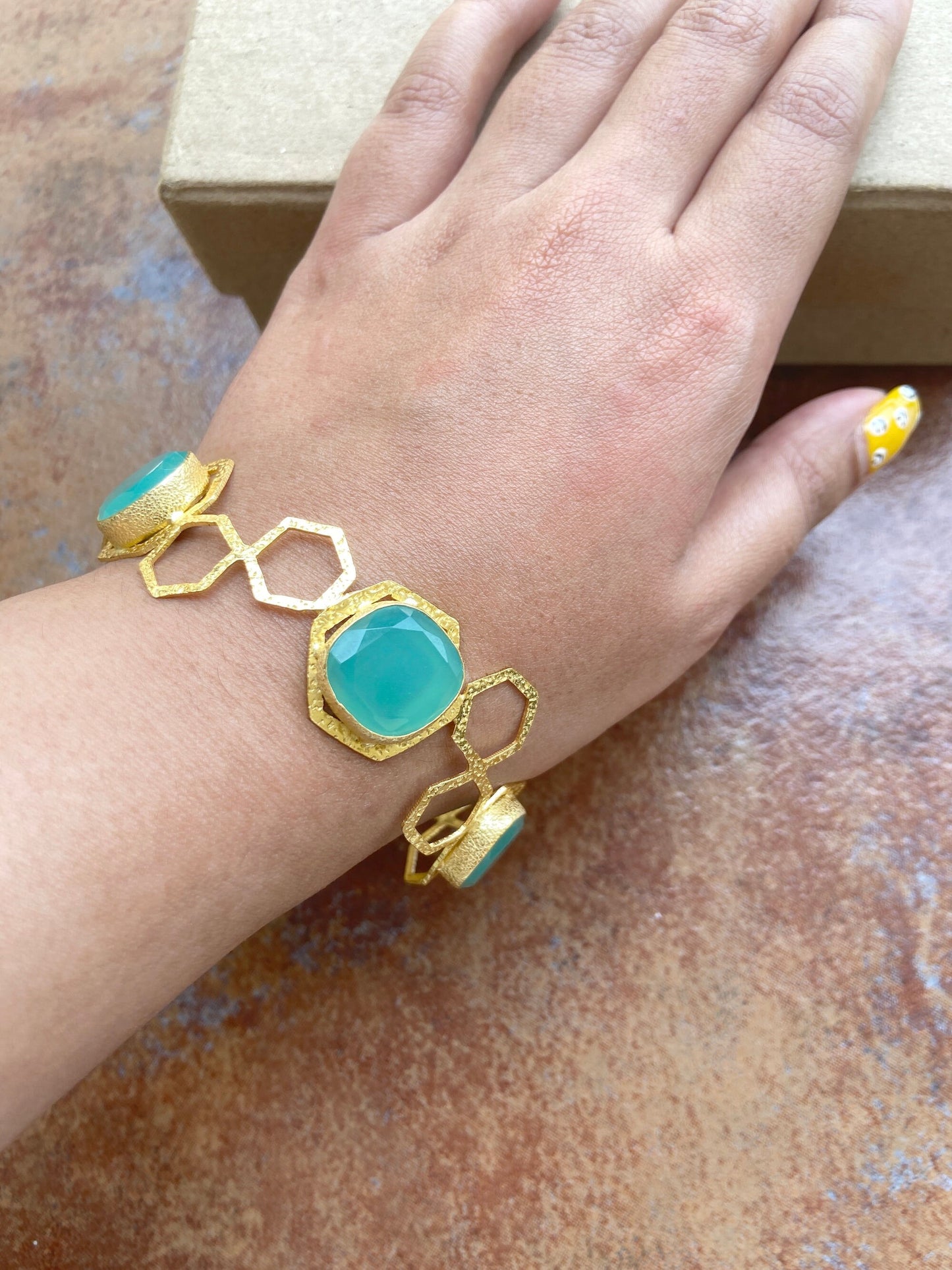 Chalcedony Gold Bangle