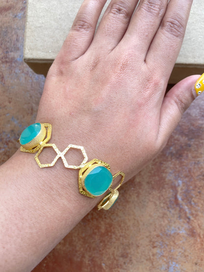 Chalcedony Gold Bangle