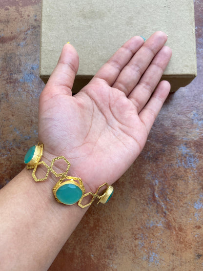 Chalcedony Gold Bangle