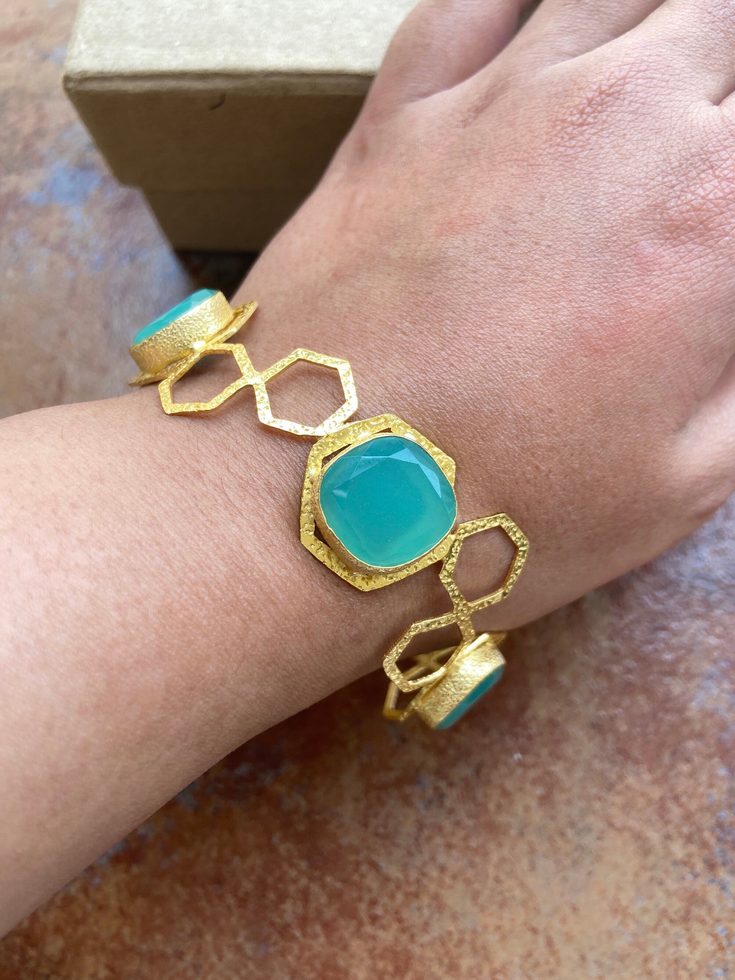 Chalcedony Gold Bangle