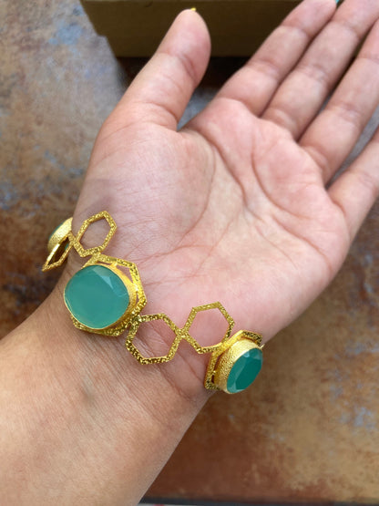 Chalcedony Gold Bangle