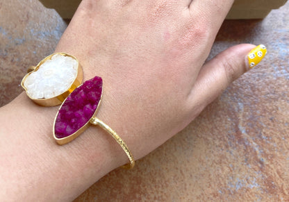 White Pink Druzy Cuff