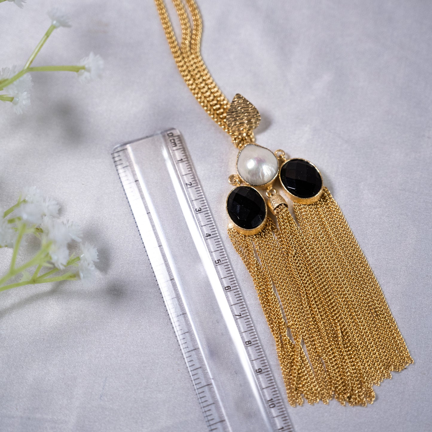 Boho Oversized Gold Black Tassel Ear Cuff Earrings