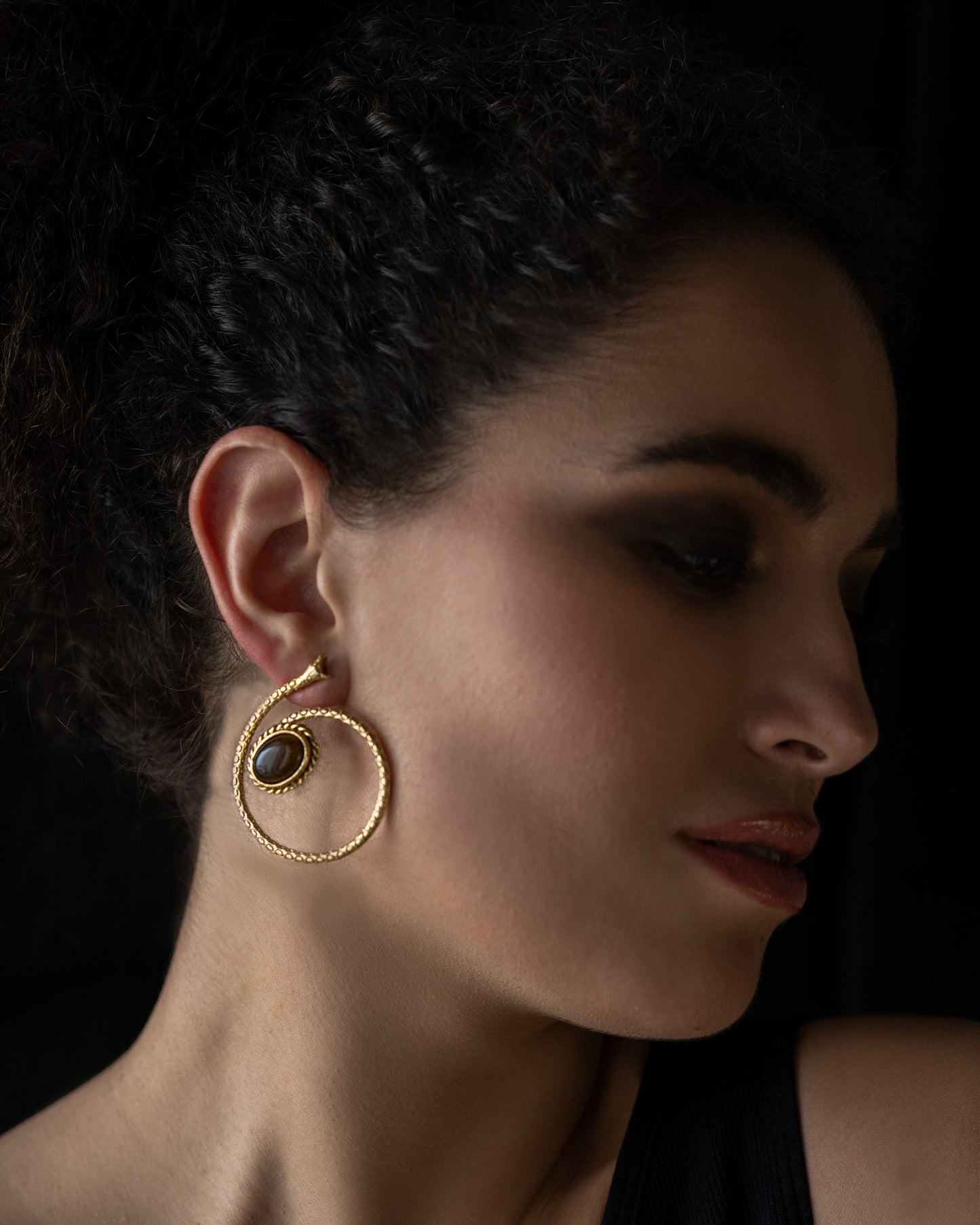 Gold Snake Hoop Earrings