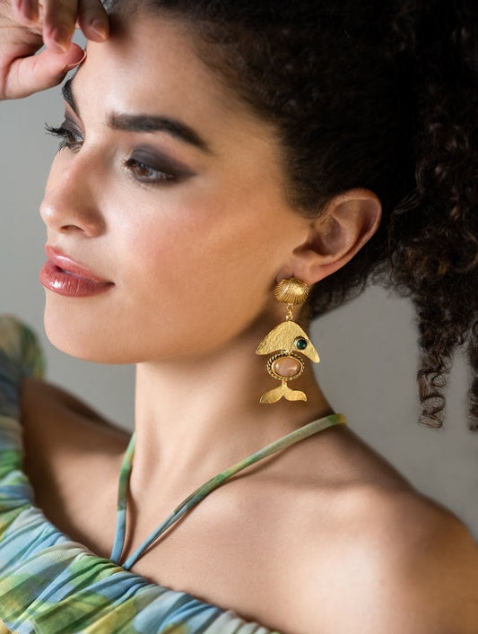 Vermeil Seashell Fish Earrings