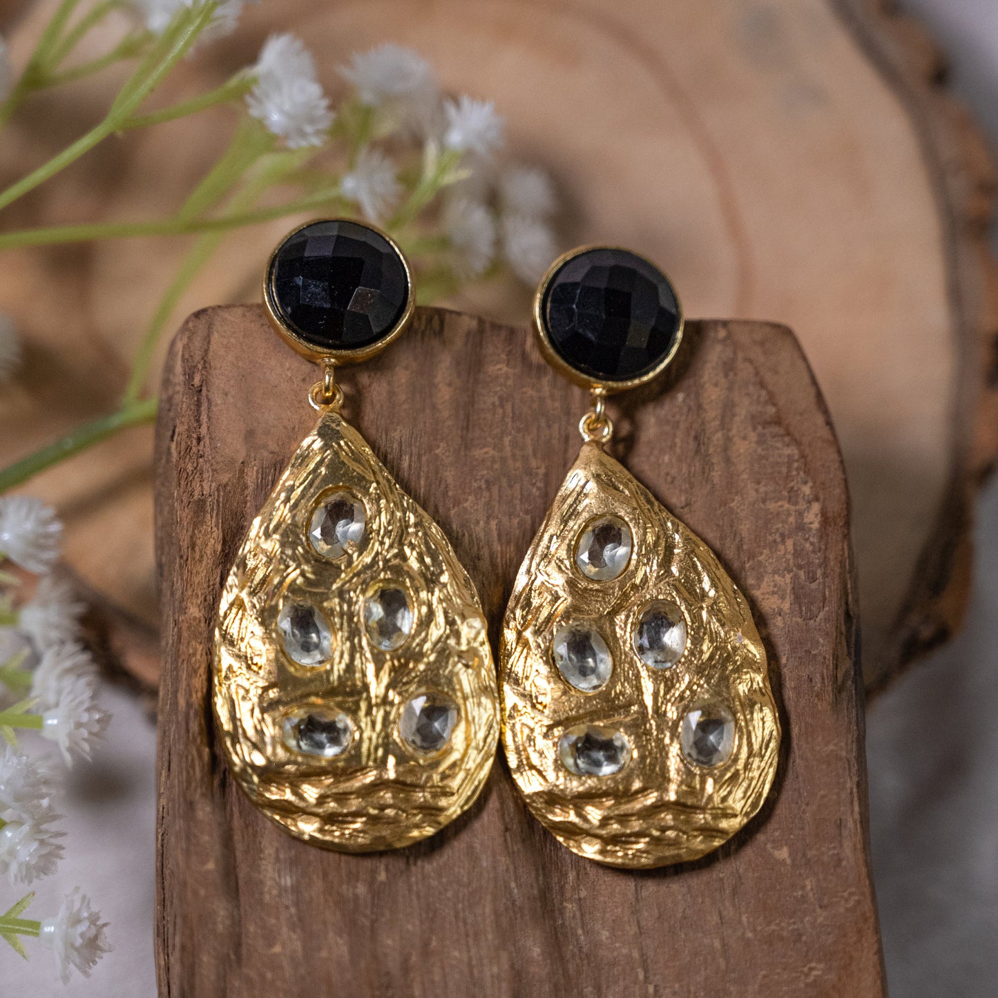 Black Gold Drop Earrings