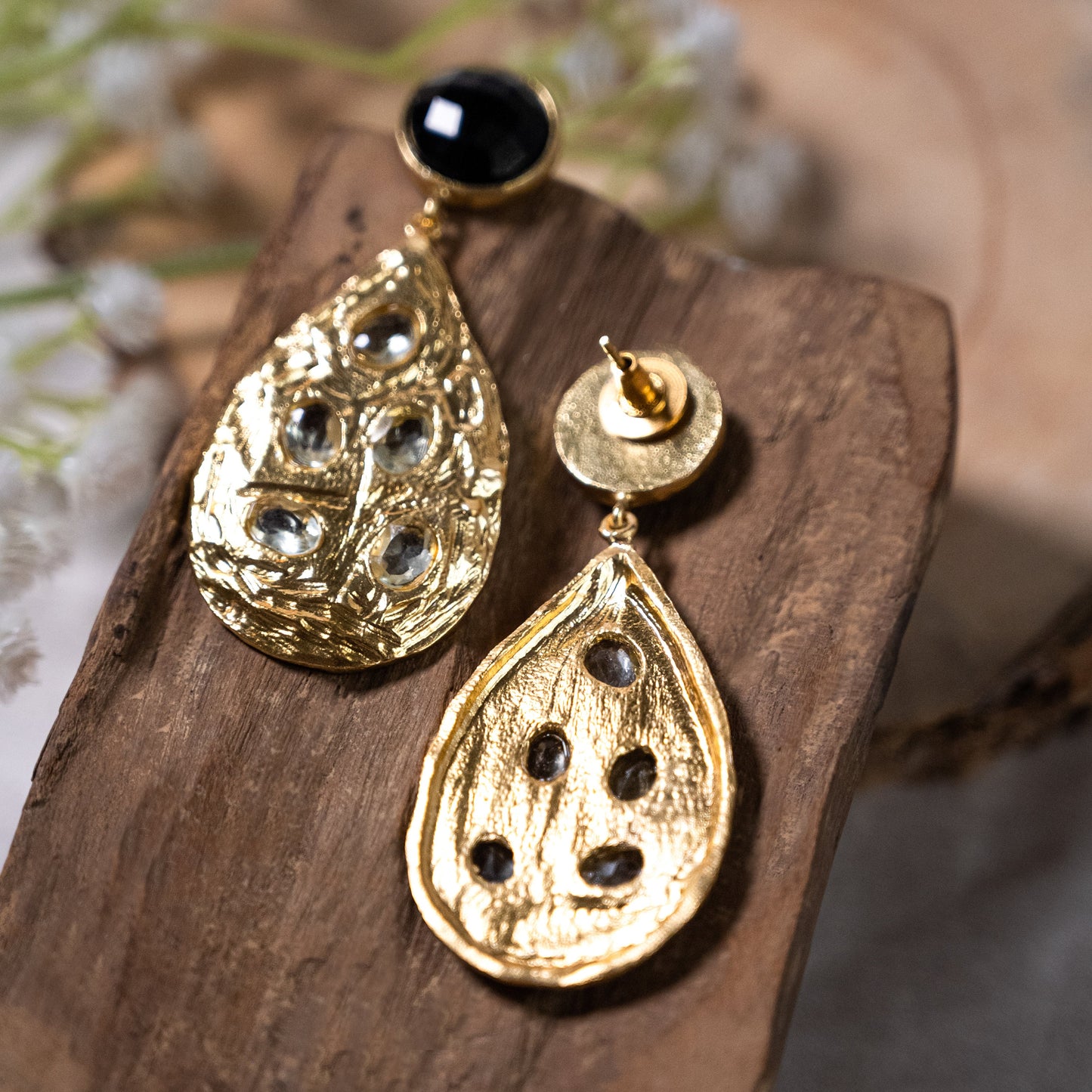 Black Gold Drop Earrings