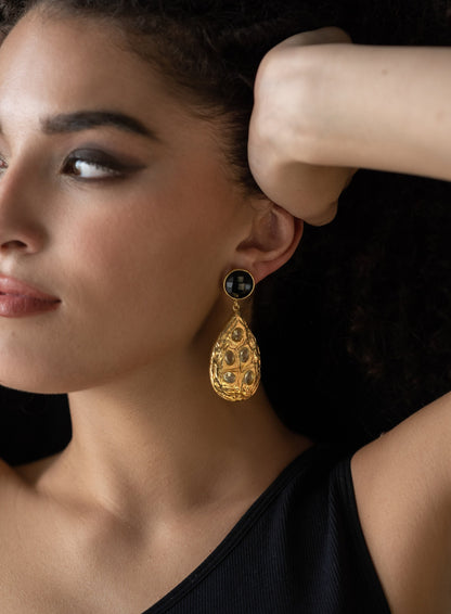 Black Gold Drop Earrings