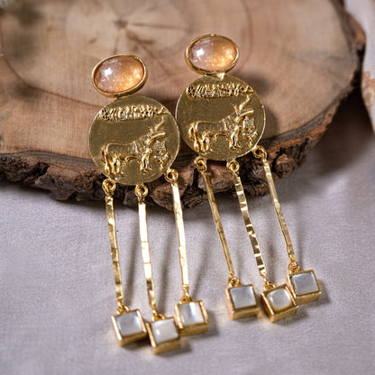 Gold Coin Boho Earrings