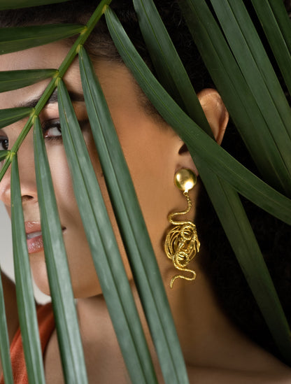 Gold Snake Serpentine Earrings