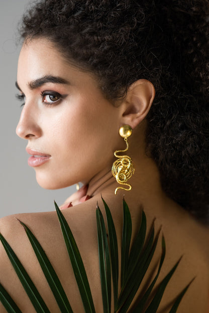 Gold Snake Serpentine Earrings