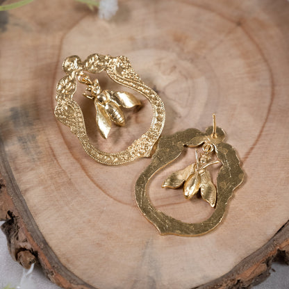 Gold Honey Bee Earrings