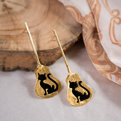 Black Cat Boho Earrings