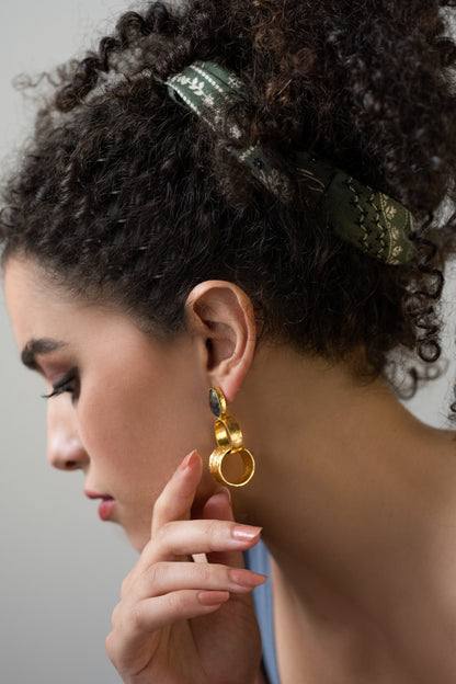 Labradorite Brass Loop Dangles