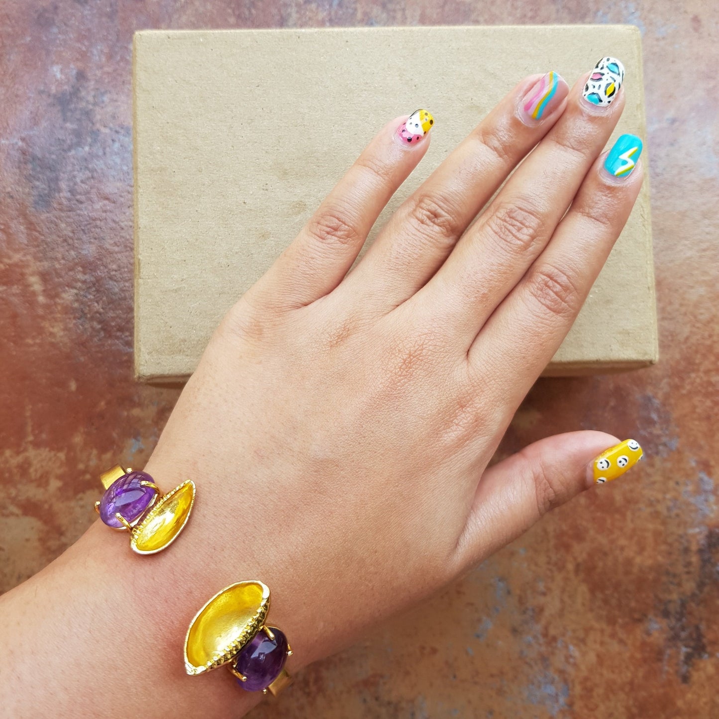 Amethyst Cowrie Cuff Bracelet