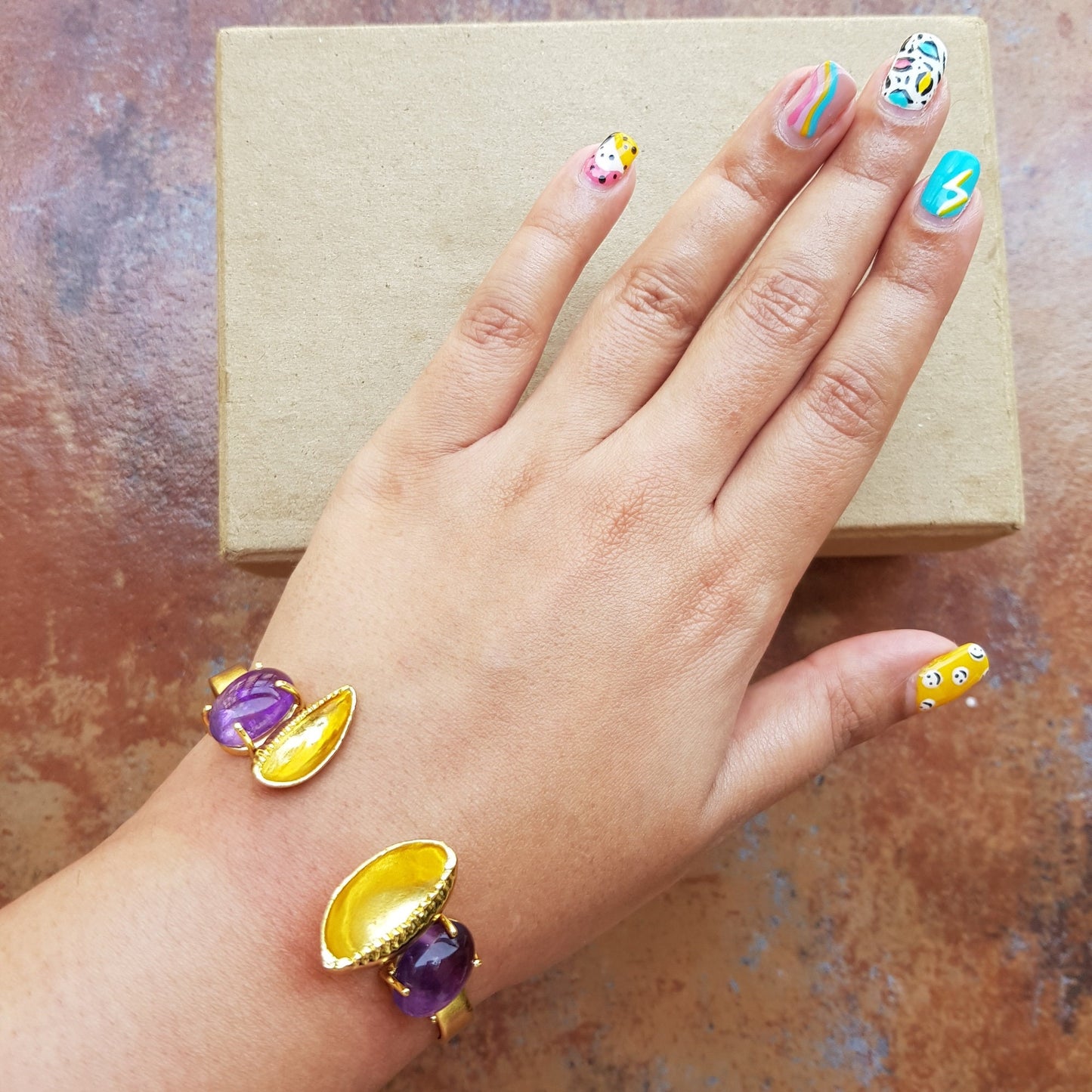 Amethyst Cowrie Cuff Bracelet