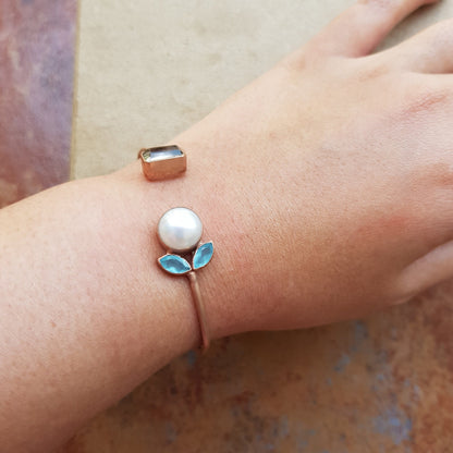 Rose Gold Gemstone Cuff Bracelet