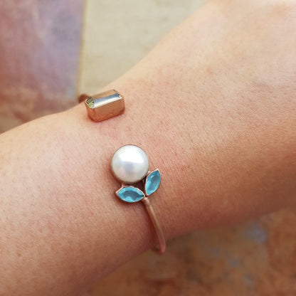 Rose Gold Gemstone Cuff Bracelet