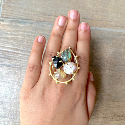 Black Multi Stone Ring