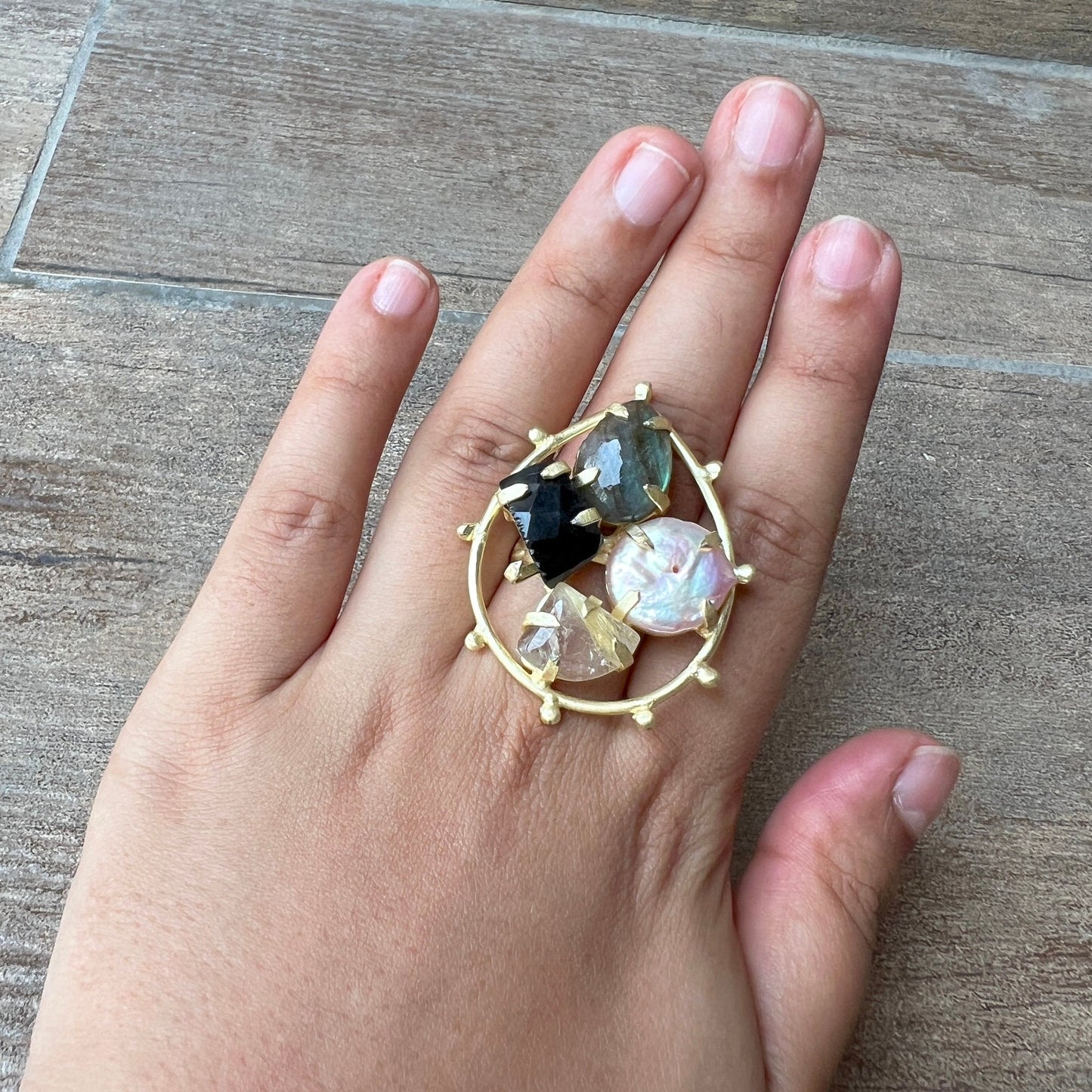 Black Multi Stone Ring