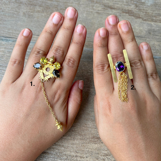 Multi Stone Purple Chunky Cocktail Rings