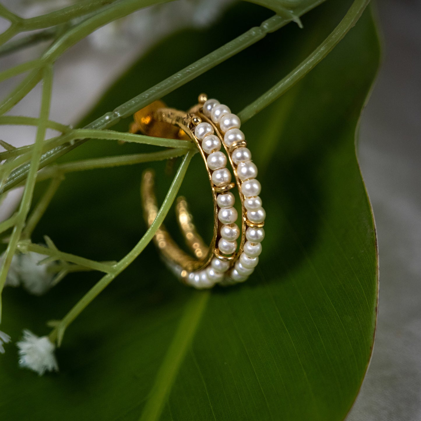 Beaded Pearl Hoop Earrings