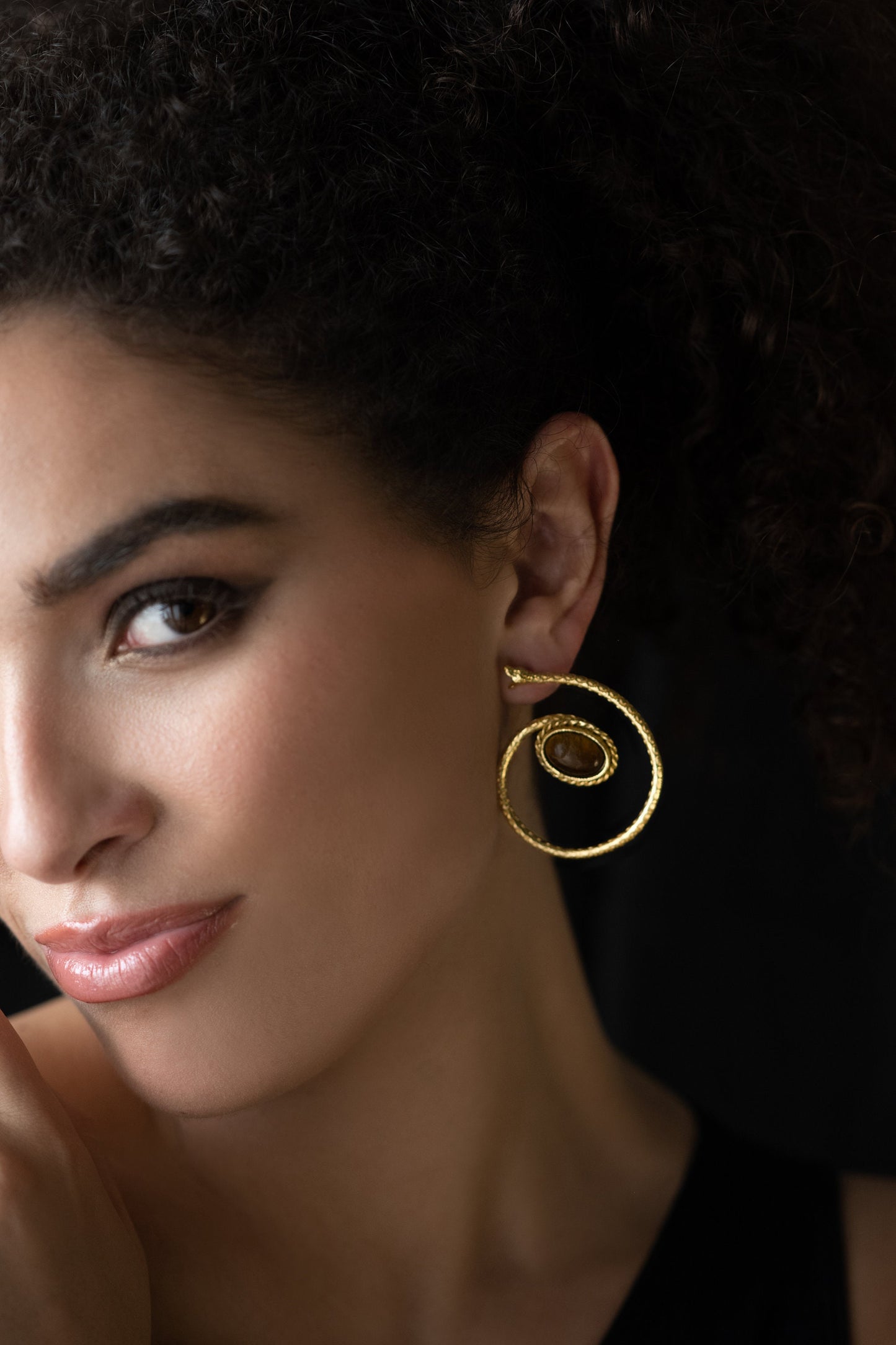 Gold Snake Hoop Earrings