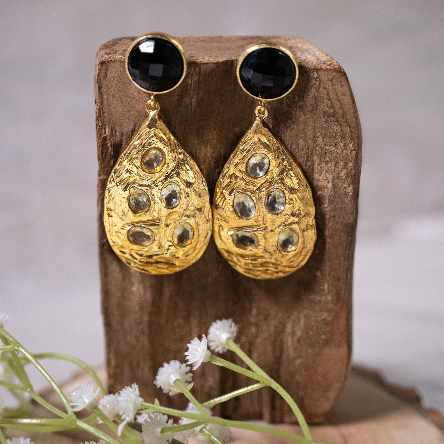 Black Gold Drop Earrings