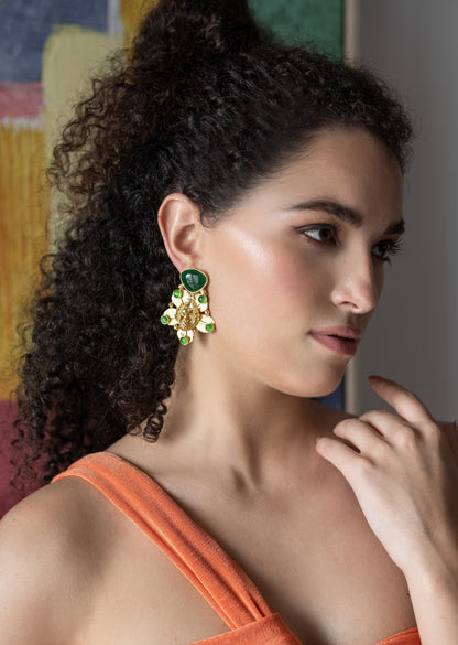 Peacock Gold Statement Earrings