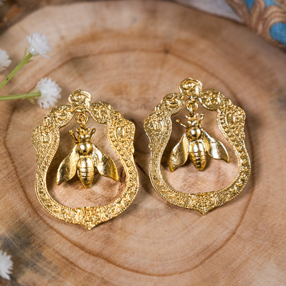 Gold Honey Bee Earrings